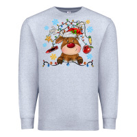 Heather Grey christmas deer school Premium Sweatshirt - MaliasSmallBusiness