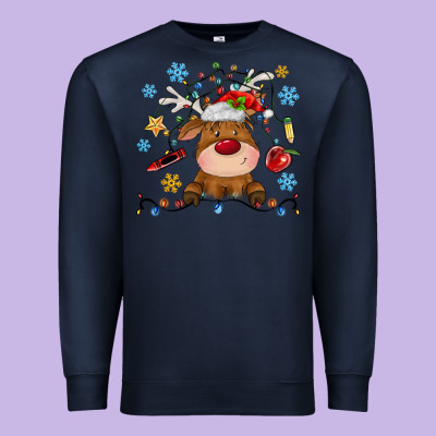 Christmas Deer School Premium Sweatshirt Designed By Maliassmallbusiness