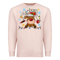 Pale Pink christmas deer school Premium Sweatshirt - MaliasSmallBusiness