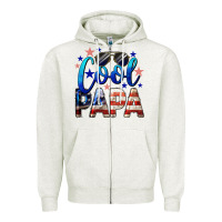 Oatmeal Heather Cool Papa American Zipper Hoodie - LillyAllenDesigns