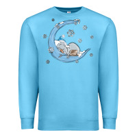 Ocean Blue snowman and moon Premium Sweatshirt - MaliasSmallBusiness