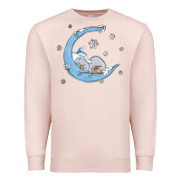 Pale Pink snowman and moon Premium Sweatshirt - MaliasSmallBusiness