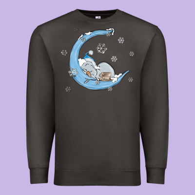 Snowman And Moon Premium Sweatshirt Designed By Maliassmallbusiness