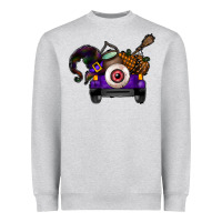 Heather Grey Halloween Truck Heavyweight Sweatshirt - CowhideDigitalArt