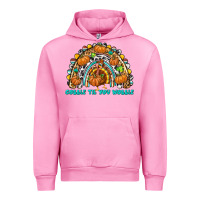 Fuchsia Pink Gobble Til You Wobble with Rainbow Urban Hoodie - texasbilliewilder