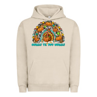 Pigment French Oak Gobble Til You Wobble with Rainbow Urban Hoodie - texasbilliewilder