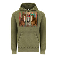 Vintage Olive horses with bandanas Vintage Hoodie - RanaPortraitStore