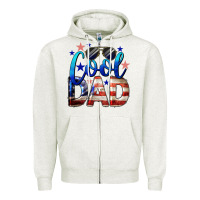 Oatmeal Heather Cool American Dad Zipper Hoodie - LillyAllenDesigns