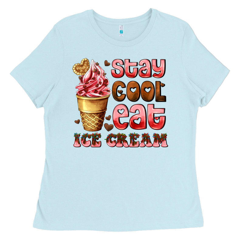 Stay Cool Eat Ice Cream Ladies Tee by AdoDesignShop | Teevron