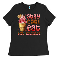 Black stay cool eat ice cream Ladies Tee - AdoDesignShop