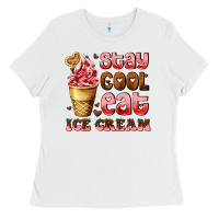 White stay cool eat ice cream Ladies Tee - AdoDesignShop