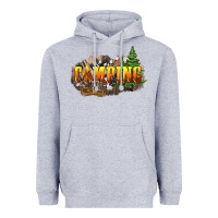Heather Grey camping Heavyweight Hoodie - NancyCooperArtShop