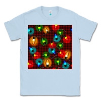 Dusty Blue christmas lights seamless pattern Classic Tee - BundleAndBundleShop