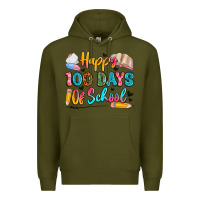 Army Green happy 100 days of school Premium Hoodie - Artiststas