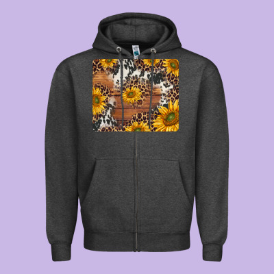 Sunflowers Cowhide Leopard Mousepad Zipper Hoodie Designed By Jasminsmagicworld