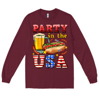 Burgundy party in the usa Long Sleeve Tee - AdoDesignShop
