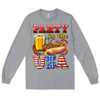 Heather Grey party in the usa Long Sleeve Tee - AdoDesignShop