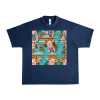Navy turquoise baby pig seamless pattern Urban Heavy Tee - HRA Design Shop