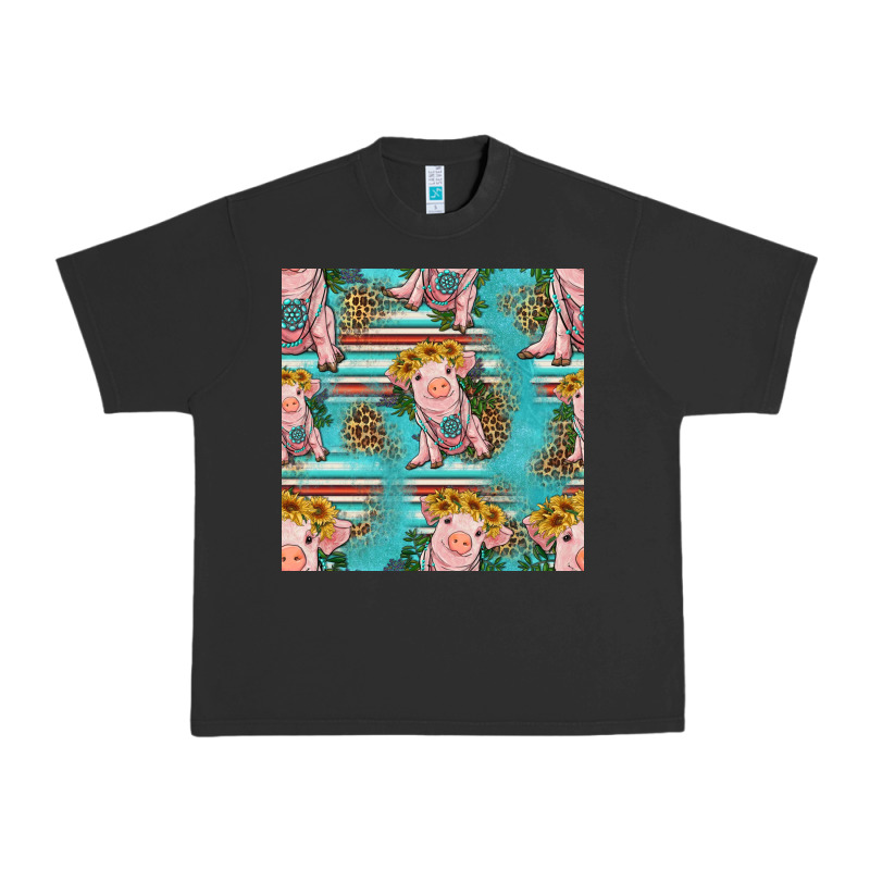 Turquoise Baby Pig Seamless Pattern Urban Heavy Tee by HRA Design Shop | Teevron