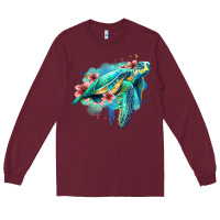 Burgundy floral turtle Long Sleeve Tee - Jasminsmagicworld