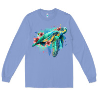 Colony Blue floral turtle Long Sleeve Tee - Jasminsmagicworld