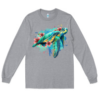 Heather Grey floral turtle Long Sleeve Tee - Jasminsmagicworld