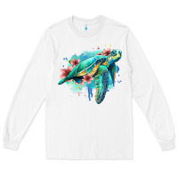 White floral turtle Long Sleeve Tee - Jasminsmagicworld