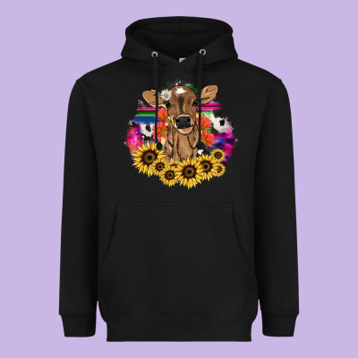 Baby Cow Flower Heavyweight Hoodie Designed By Nancycooperartshop