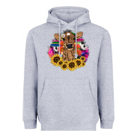 Heather Grey baby cow flower Heavyweight Hoodie - NancyCooperArtShop