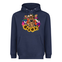 Navy baby cow flower Heavyweight Hoodie - NancyCooperArtShop