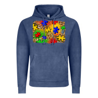 Vintage Denim autism background Vintage Hoodie - Zillion Design Studio