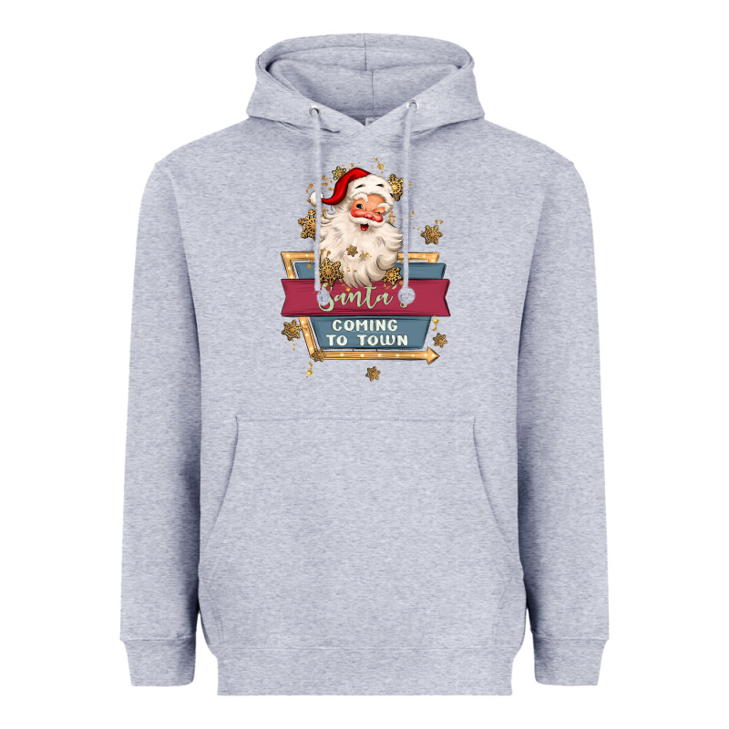 Santa's Coming To Town Heavyweight Hoodie by MaliasSmallBusiness | Teevron