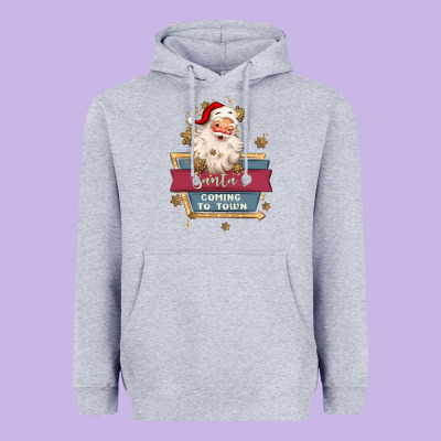Santa's Coming To Town Heavyweight Hoodie Designed By Maliassmallbusiness