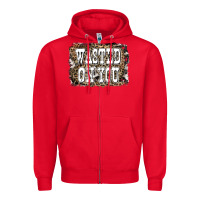 Red Western Wasted On You Background Zipper Hoodie - LillyAllenDesigns