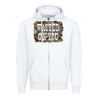 White Western Wasted On You Background Zipper Hoodie - LillyAllenDesigns