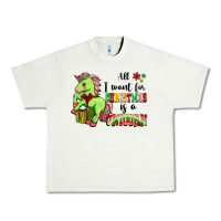 Pistachio All I Want For Christmas Is A Unicorn Urban Heavy Tee - FaDigitalArtStudio
