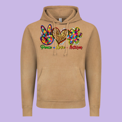 Peace Love Autism Vintage Hoodie Designed By Zillion Design Studio