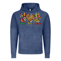 Vintage Denim peace love autism Vintage Hoodie - Zillion Design Studio