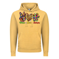 Vintage Mustard peace love autism Vintage Hoodie - Zillion Design Studio