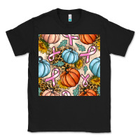 Black breast cancer awareness with pumpkin and leopard seamless pattern Classic Tee - BundleAndBundleShop