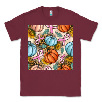 Burgundy breast cancer awareness with pumpkin and leopard seamless pattern Classic Tee - BundleAndBundleShop