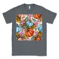 Charcoal Heather breast cancer awareness with pumpkin and leopard seamless pattern Classic Tee - BundleAndBundleShop