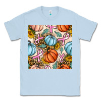 Dusty Blue breast cancer awareness with pumpkin and leopard seamless pattern Classic Tee - BundleAndBundleShop
