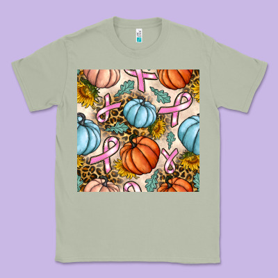 Breast Cancer Awareness With Pumpkin And Leopard Seamless Pattern Classic Tee Designed By Bundleandbundleshop