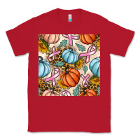 Red breast cancer awareness with pumpkin and leopard seamless pattern Classic Tee - BundleAndBundleShop