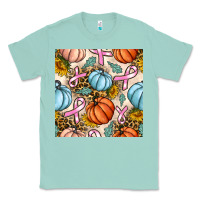 Seafoam breast cancer awareness with pumpkin and leopard seamless pattern Classic Tee - BundleAndBundleShop