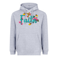 Heather Grey faith with flower and butterfly Heavyweight Hoodie - NancyCooperArtShop