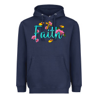 Navy faith with flower and butterfly Heavyweight Hoodie - NancyCooperArtShop