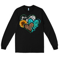 Black turquoise sunflower hearts Long Sleeve Tee - Jasminsmagicworld