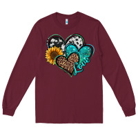 Burgundy turquoise sunflower hearts Long Sleeve Tee - Jasminsmagicworld
